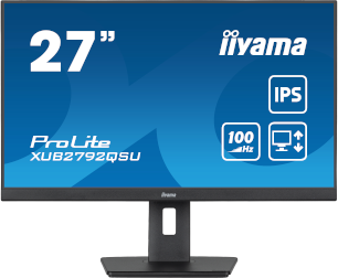 Ecran Plat 27" IIYAMA ProLite XUB2792QSU-B6 27" Class WQHD - 16:9 - Noir mat - 68,6 cm (27") Viewable - Technologie IPS - LED Rétroéclairage - Résolution 2560 x 1440 - 16,7 Millions de Couleurs - FreeSync - 250 cd/m² - 400 µsMPRT - 100 Hz Refresh Rate - HDMI - DisplayPort - Hub USB