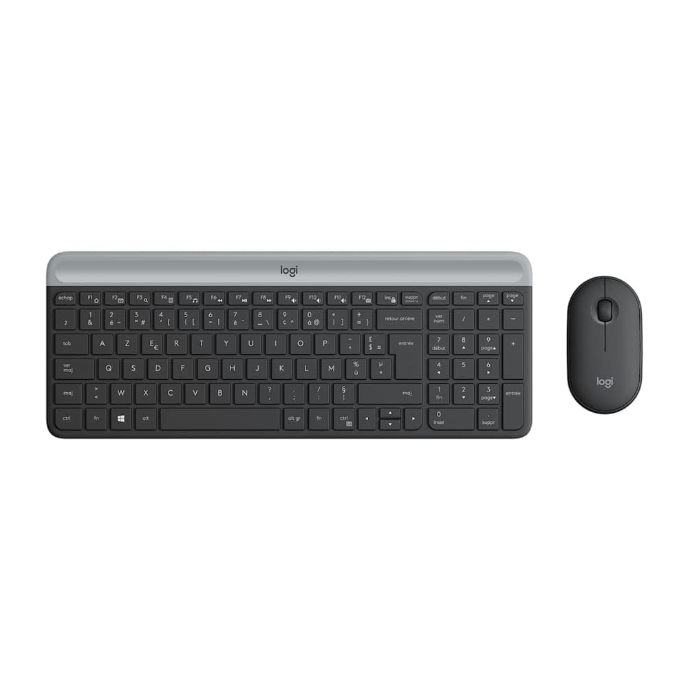 Logitech MK470 Slim Combo ensemble clavier + souris sans fil ultra-fin 2,4 GHz AZERTY - Graphite