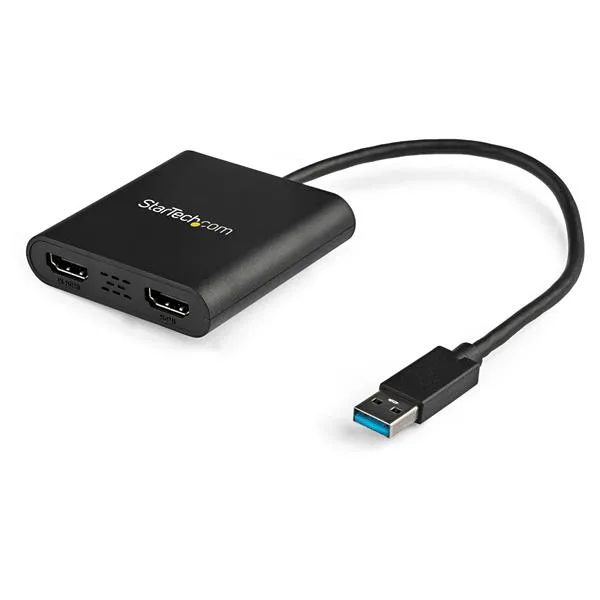StarTech.com Adaptateur USB 3.0 vers Double HDMI, Convertisseur de Moniteur USB vers 2x HDMI pour Windows (pas de support pour macOS/ChromeOS/Linux) - TAA