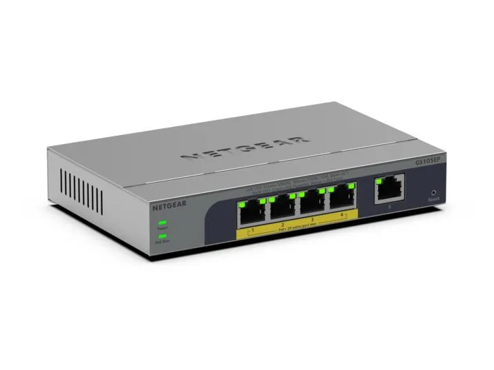 NETGEAR GS105EP Non-géré Gigabit Ethernet (10/100/1000) Connexion Ethernet, supportant l'alimentation via ce port (PoE) Gris