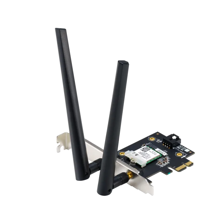 ASUS Adaptateur WiFi 6E PCI-E avec 2 antennes externes PCE-AXE5400 Prise en charge de la bande 6GHz, 160MHz, Bluetooth 5.2, sécurité réseau WPA3, OFDMA et MU-MIMO