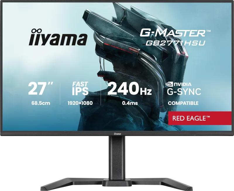 Moniteur LCD IIYAMA G-MASTER Red Eagle GB2771HSU-B1 27" Classe Full HD - 16:9 - Noir mat - 68,6 cm (27") Viewable - Fast IPS - Résolution 1920 x 1080 - 16,7 Millions de Couleurs - G-sync - 350 cd/m² - 0,40 ms - 240 Hz Fréquence de rafraîchissementHau