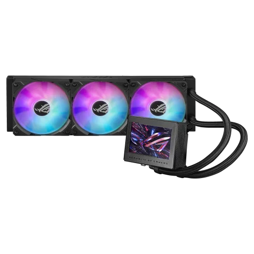 ASUS ROG Ryujin III 360 ARGB refroidisseur de CPU liquide tout-en-un avec écran LCD 3,5", pompe Asetek 8ème génération, ventilateur intégré à la pompe et 3 ventilateurs ARGB magnétiques de 120 mm avec radiateur ROG.