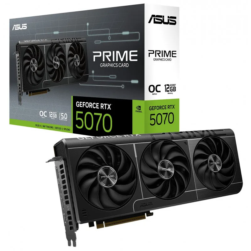 Carte Vidéo - Circuit NVIDIA ASUS PRIME-RTX5070-O12G OC Edition 12Go GDDR7 - 1 x HDMI - 3 x DisplayPort - PCI Express 5.0 - SFF Ready - Design a 2,5 emplacements