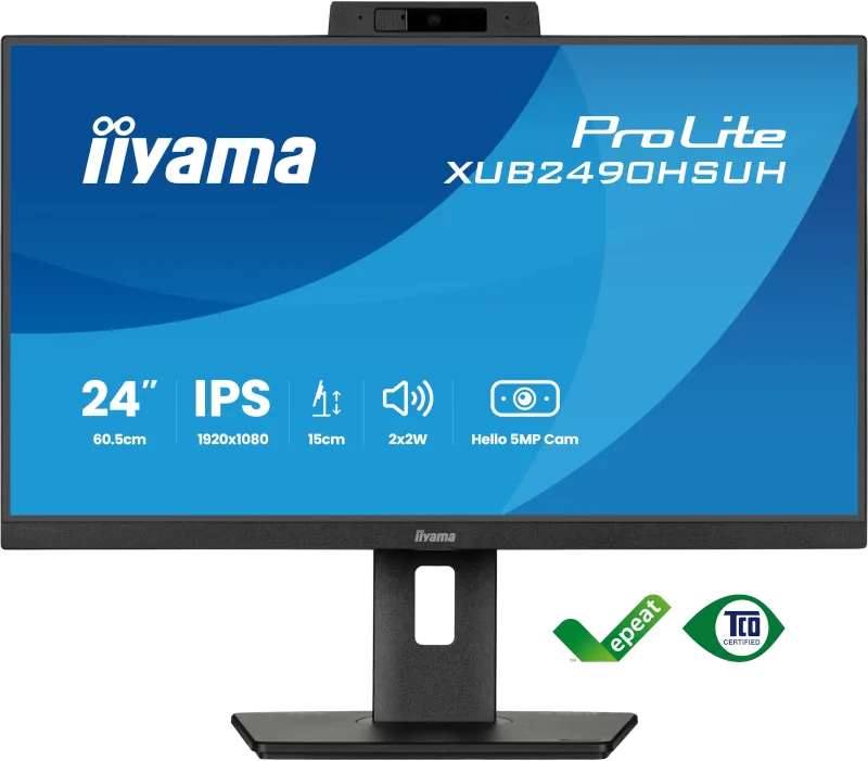 Ecran Plat 24" IIYAMA ProLite XUB2490HSUH-B2 24" Class Webcam Full HD - 16:9 - Noir mat - 60,5 cm (23,8") Viewable - Technologie IPS - LED Rétroéclairage - Résolution 1920 x 1080 - 16,7 Millions de Couleurs - Adaptive Sync - 250 cd/m² - 4 ms - 100 Hz