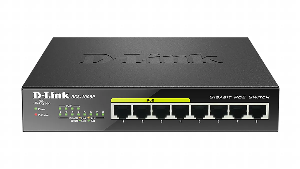 Commutateur Ethernet D-Link DGS-1008P 8 Ports - 4 x Network (RJ-45) Ports - 4 x PoE Ports - 10/100/1000Base-T - 8 x Réseau - 2 Layer Supported - Bureau