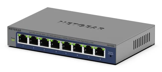 NETGEAR GS108Ev4 Non-géré L2/L3 Gigabit Ethernet (10/100/1000) Gris