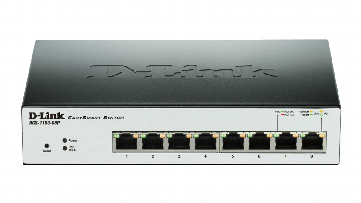 Commutateur Ethernet D-Link EasySmart DGS-1100-08P 8 Ports administrables - 8 x PoE Ports - 10/100/1000Base-T - 2 Layer Supported - PoE Ports