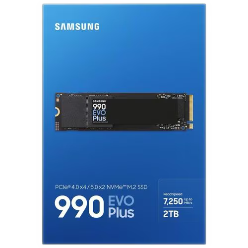 Disque SSD Samsung 990 EVO Plus - MZ-V9S2T0BW - M.2 2280 Interne - 2 To - PCI Express NVMe - vitesse de lecture jusqu'à 7250Mo/s Ordinateur Appareil compatible - 1200 To TBW