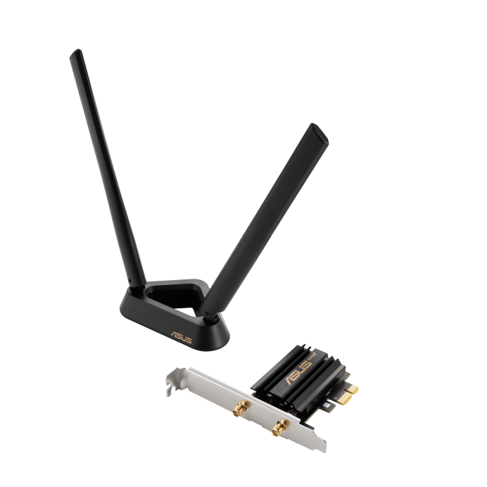 Adaptateur WiFi 6E PCI-E avec 2 antennes externes et base magnétisée PCE-AXE59BT Prise en charge de la bande 6GHz, 160MHz, Bluetooth 5.2, sécurité réseau WPA3, OFDMA et MU-MIMO