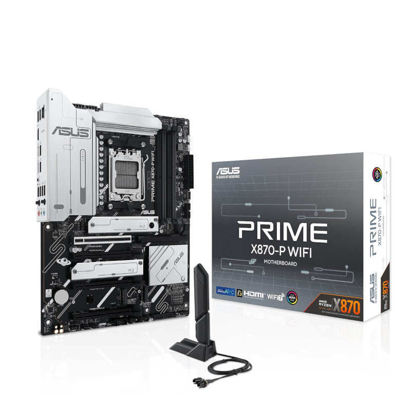 Carte Mère Asus PRIME X870-P WIFI ATX - Socket AM5 - X870 - 4 x DDR5 - 4 x M.2 - USB4 (40Gbps) - 1 x PCI-Express 5.0 16x - LAN 2.5 GbE - Wi-Fi 7