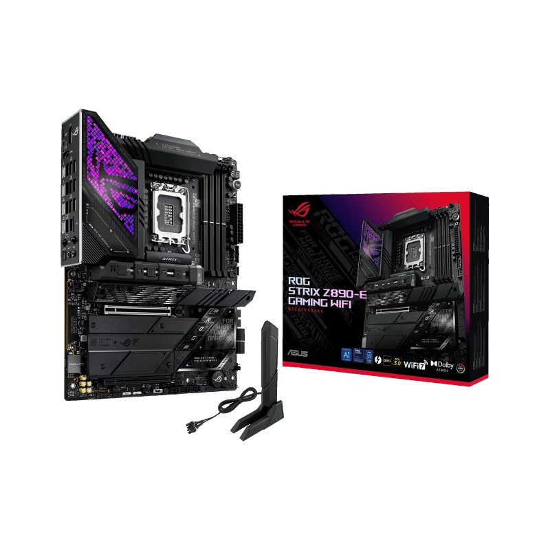 Carte Mère Asus ROG STRIX Z890-E GAMING WIFI - ATX - Socket LGA1851 - Z890 - 4 x DDR5 - 7 x M.2 - Thunderbolt 4 USB Type-C ports - 1 x PCI-Express 5.0 16x - LAN 5 GbE - Wi-Fi 7
